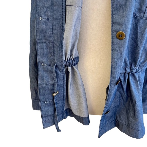 COLDWATER CREEK Casual Denim Safari Style Jacket with drawstring waist SIZE S - Picture 3 of 7